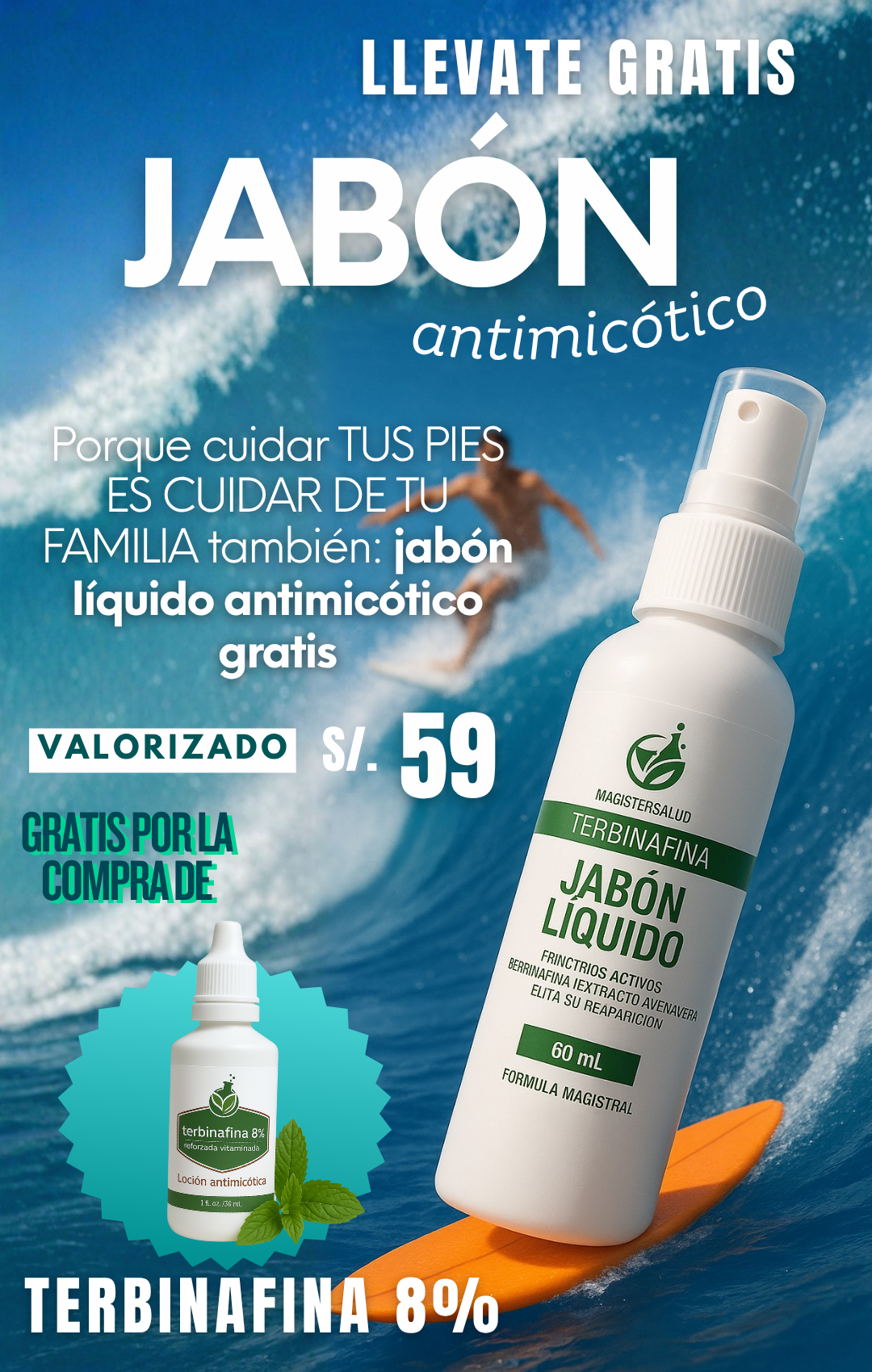 TERBINAFINA 8% + JABÓN ANTIMICÓTICO  (REGALO 🎁)